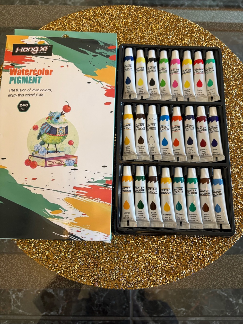 HongXL Culture NWT Watercolor Pigment Set - 24 Tubes in Assorted Colors